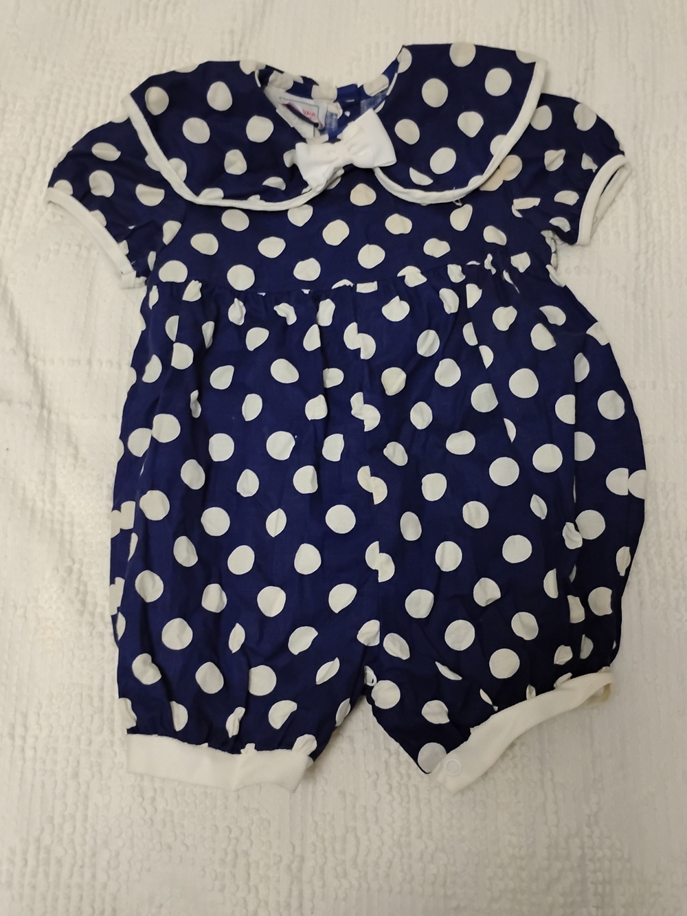 Vintage Blue Polka Dot Roanna Romper 18m Made In The USA